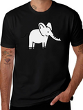 Cute Elephant Graphic Tee - Black Cotton T-Shirt