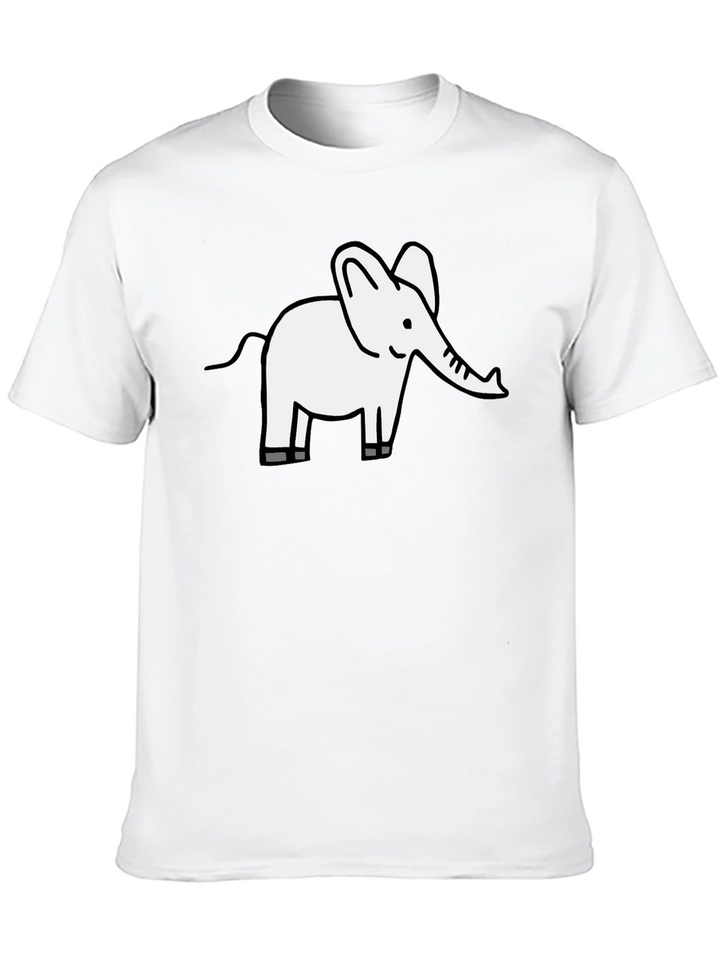 Cute Elephant Graphic Tee - Black Cotton T-Shirt