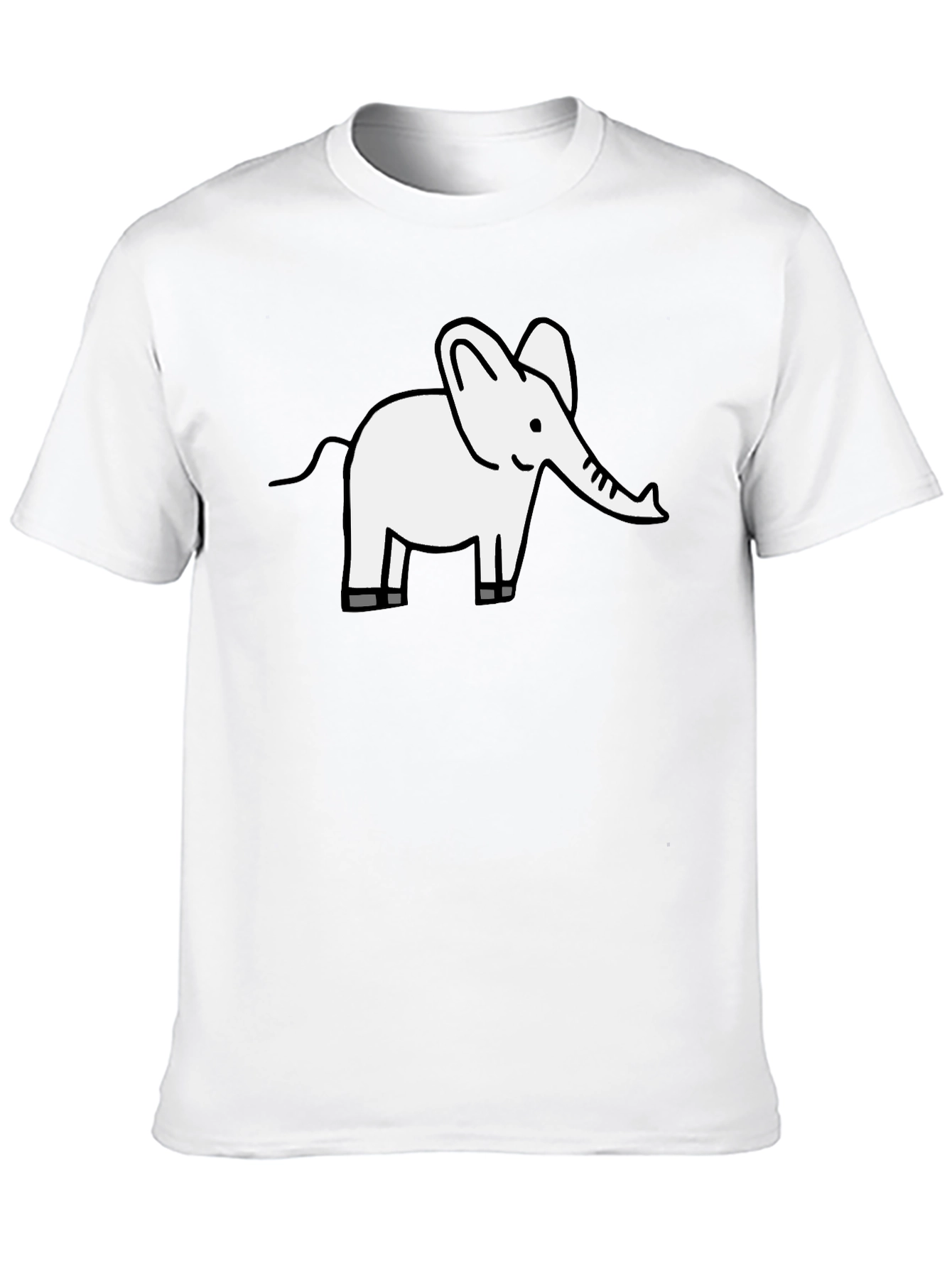 Cute Elephant Graphic Tee - Black Cotton T-Shirt