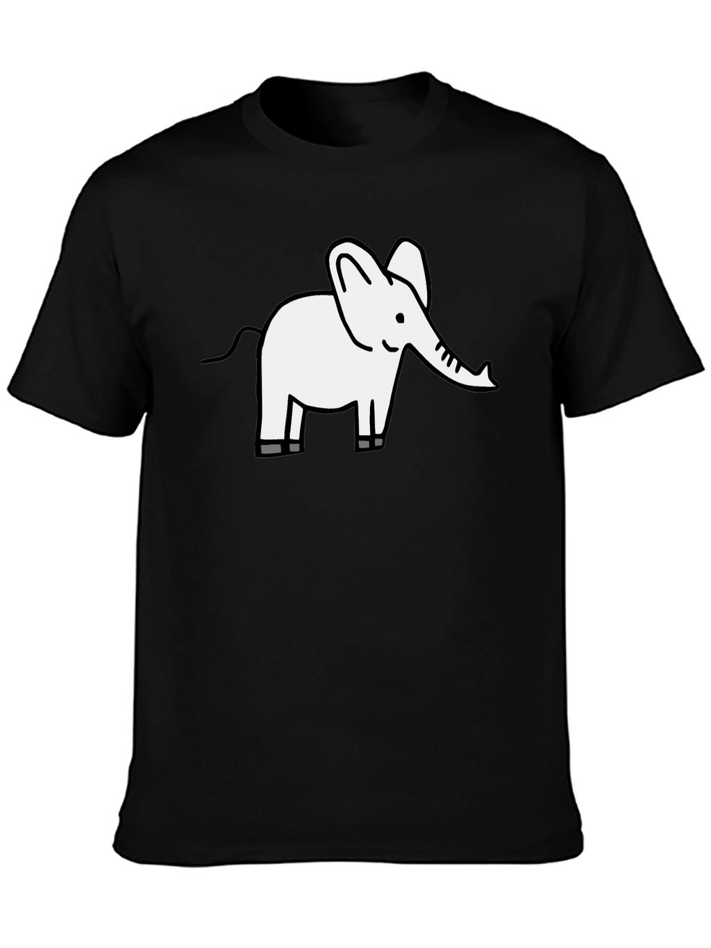 Cute Elephant Graphic Tee - Black Cotton T-Shirt