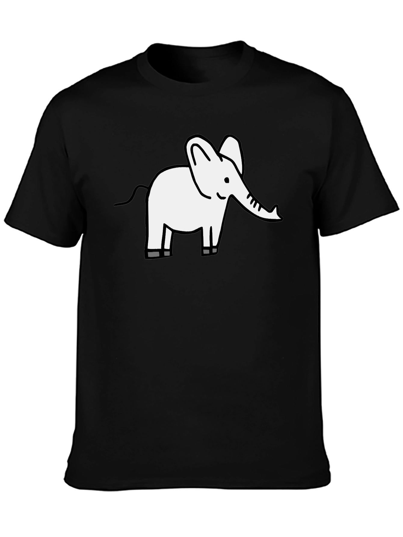 Cute Elephant Graphic Tee - Black Cotton T-Shirt