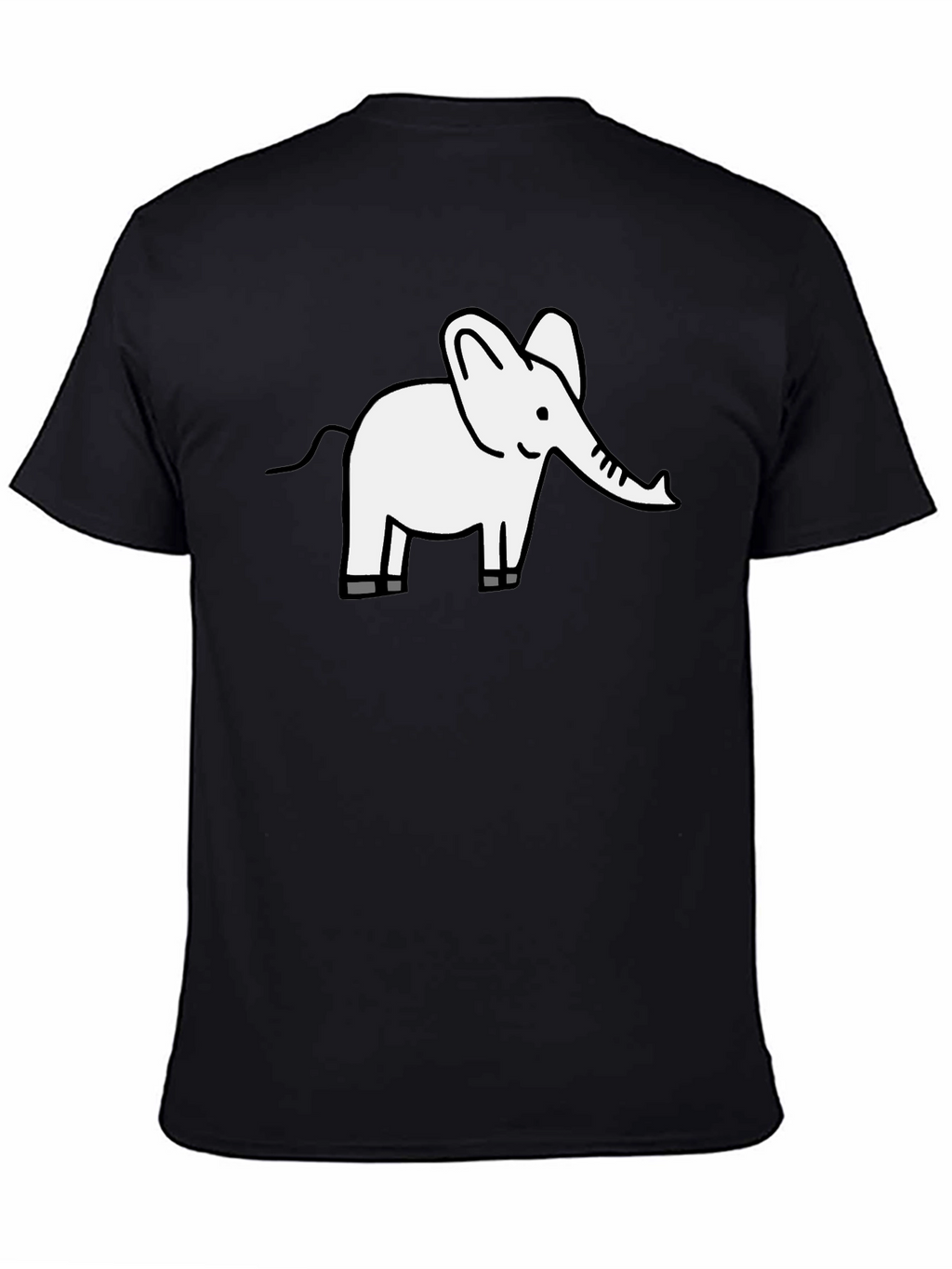 Cute Elephant Graphic Tee - Black Cotton T-Shirt