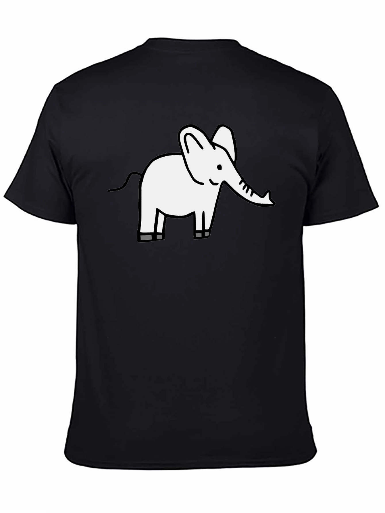 Cute Elephant Graphic Tee - Black Cotton T-Shirt