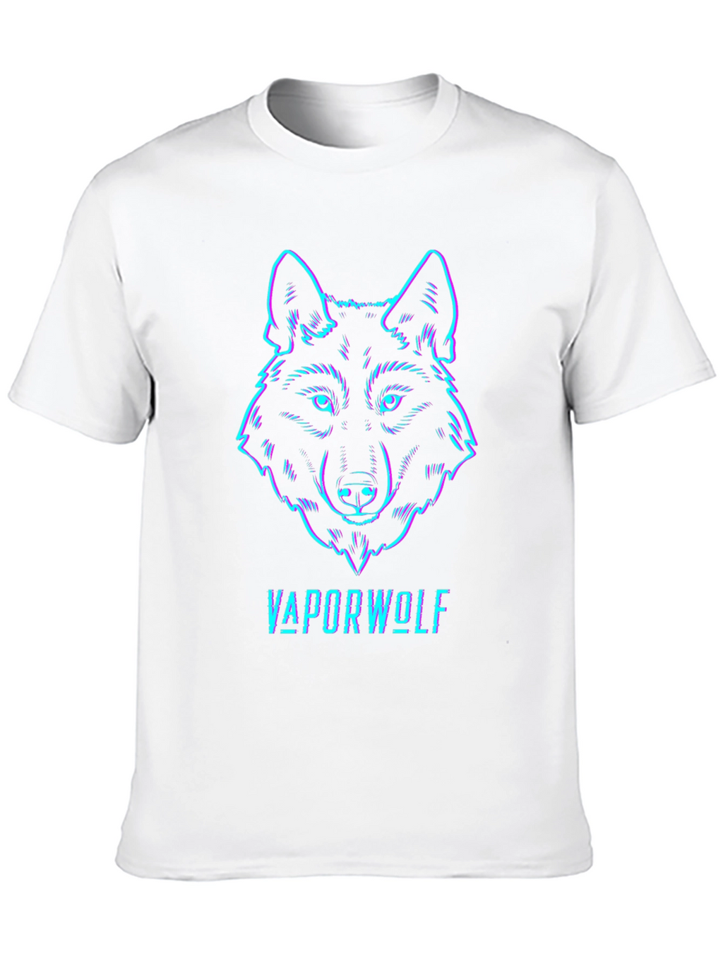 Vaporwave Wolf Graphic Tee - Black Cotton T-Shirt