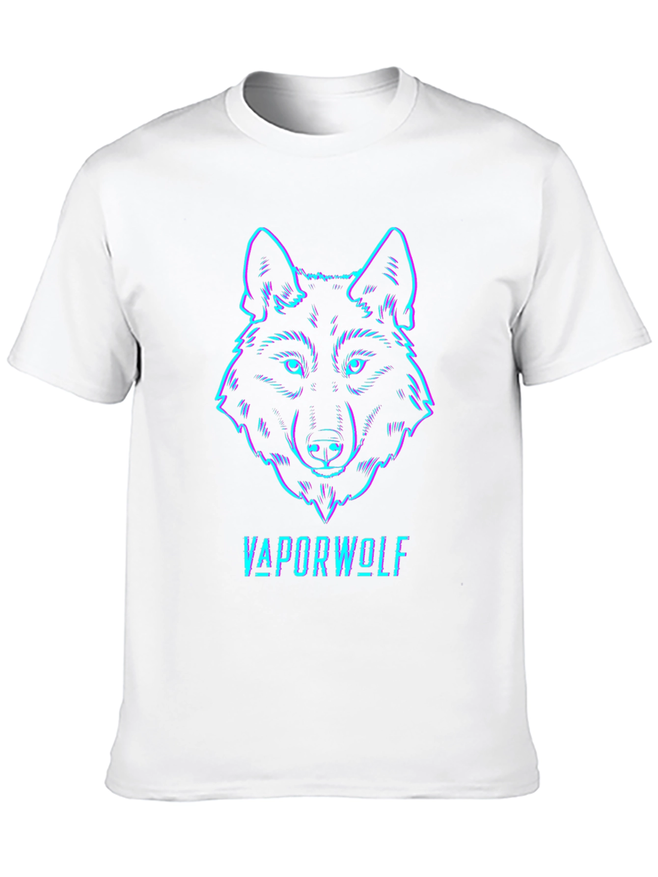 Vaporwave Wolf Graphic Tee - Black Cotton T-Shirt
