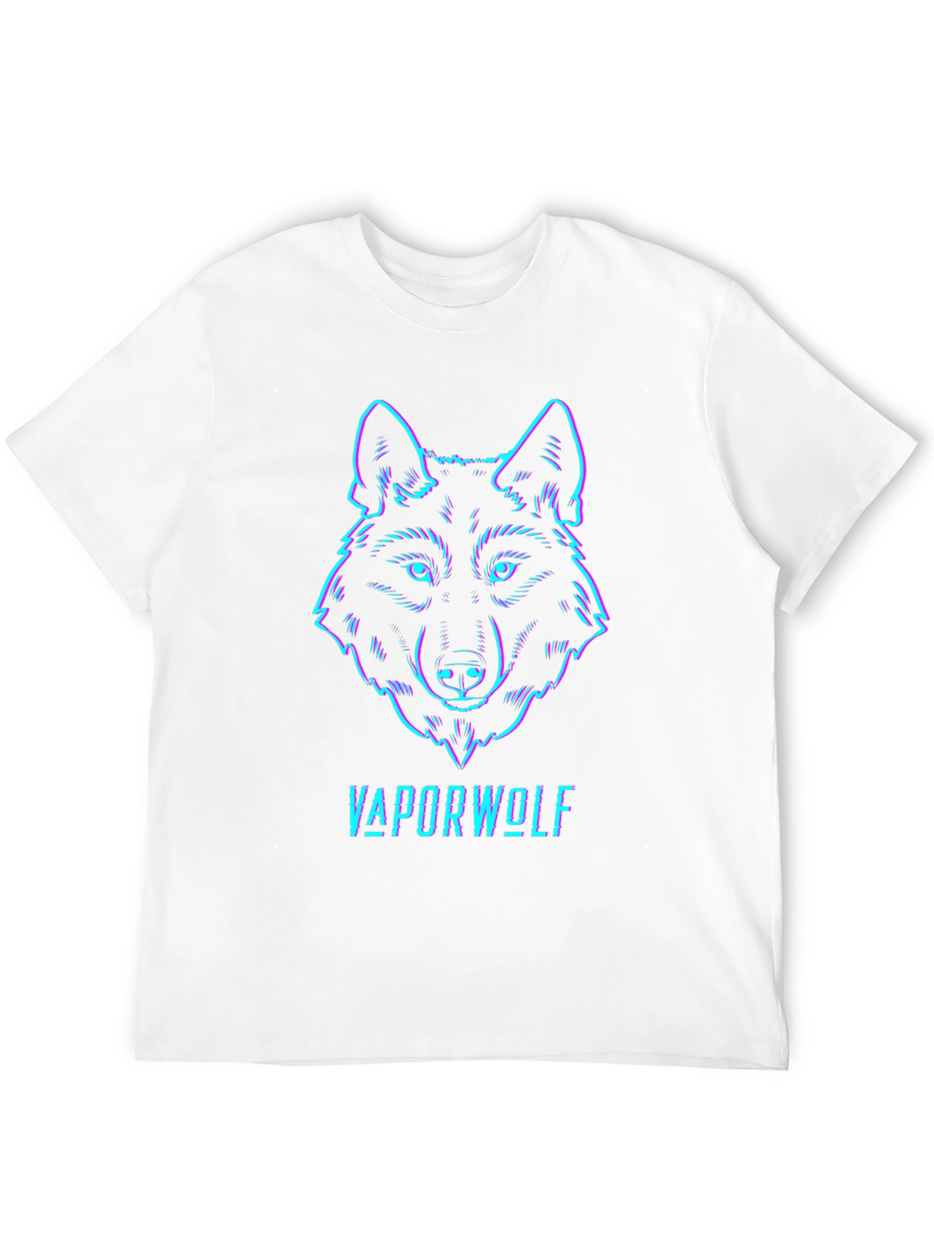 Vaporwave Wolf Graphic Tee - Black Cotton T-Shirt