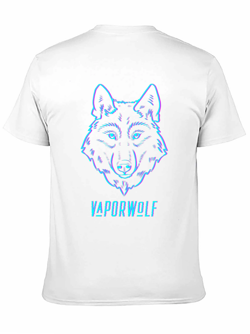 Vaporwave Wolf Graphic Tee - Black Cotton T-Shirt