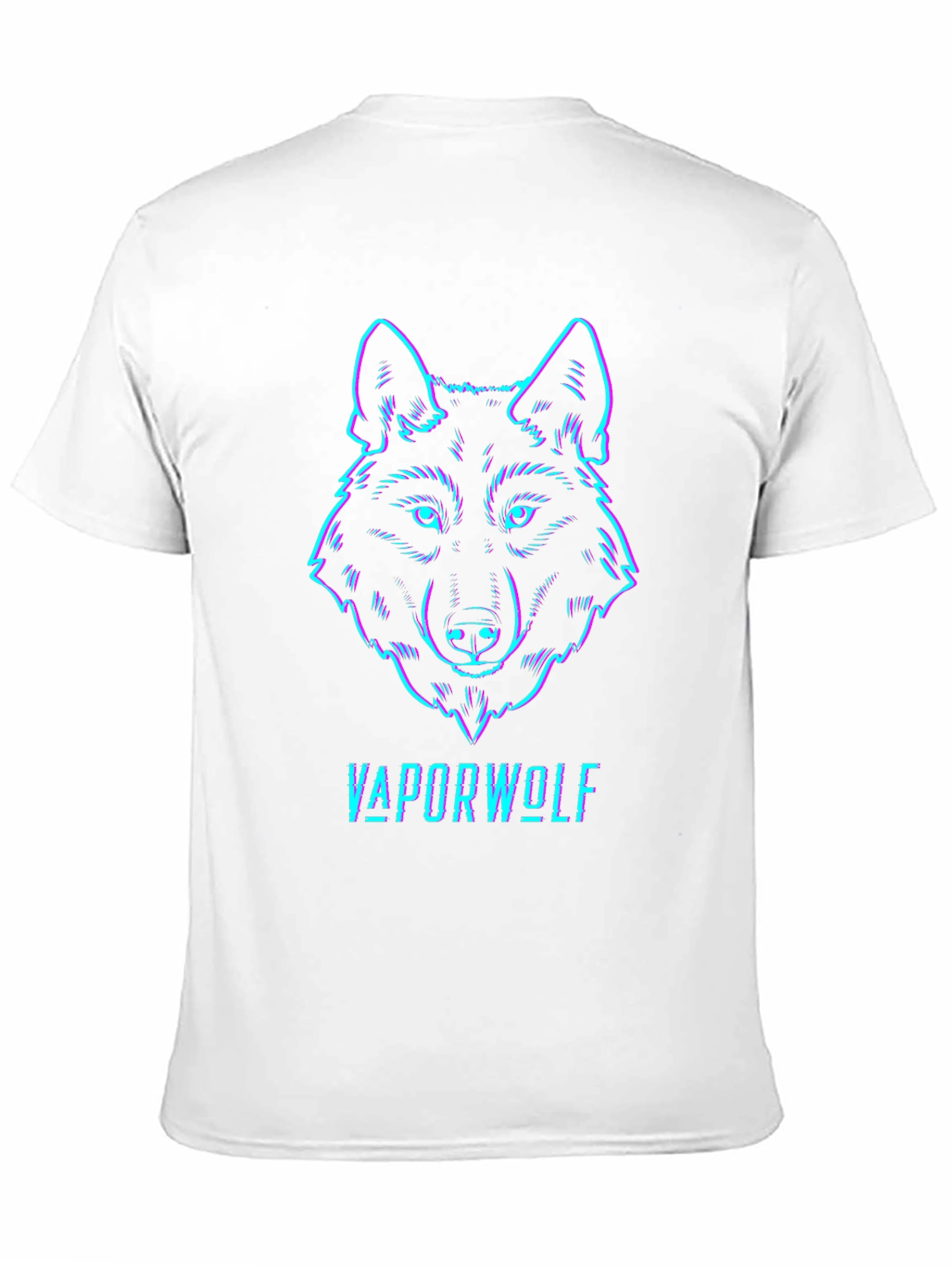 Vaporwave Wolf Graphic Tee - Black Cotton T-Shirt