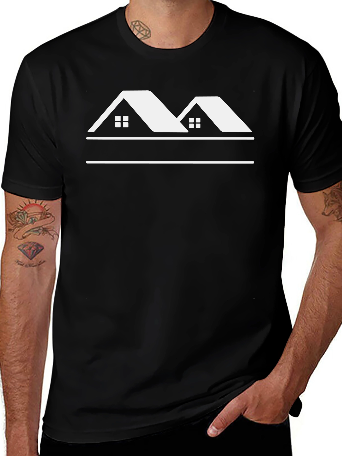 Black T-Shirt with House Graphic