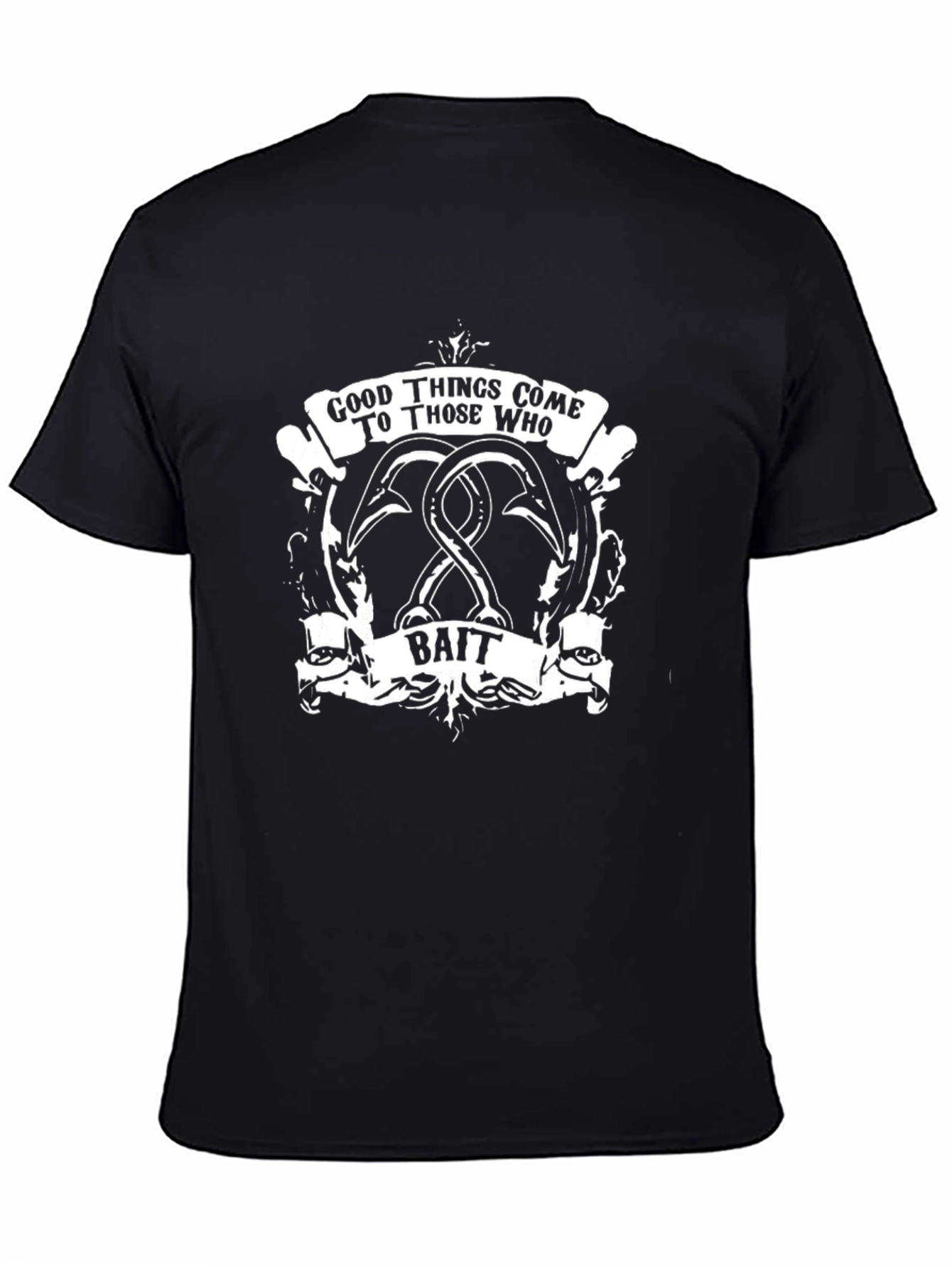 Fishing Hook Black T-Shirt - Good Things Bait Tee