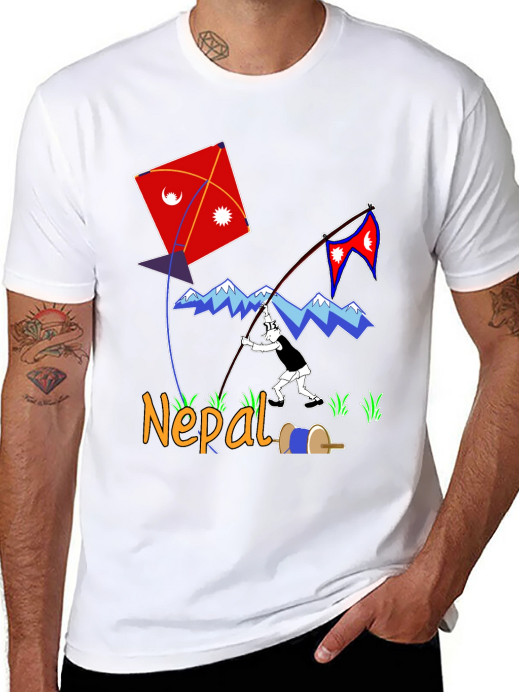 Nepal Kite Flying T-Shirt - Kathmandu Souvenir Tee
