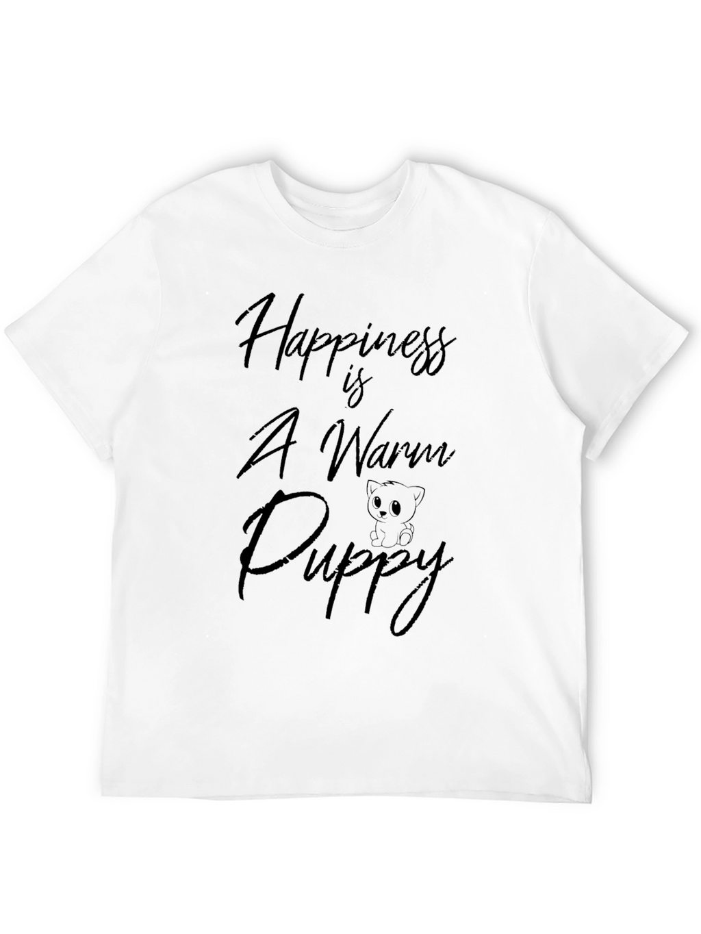 Happiness Warm Puppy Black T-Shirt