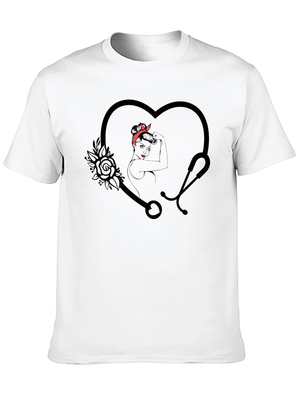 Nurse Heart Stethoscope Graphic T-Shirt