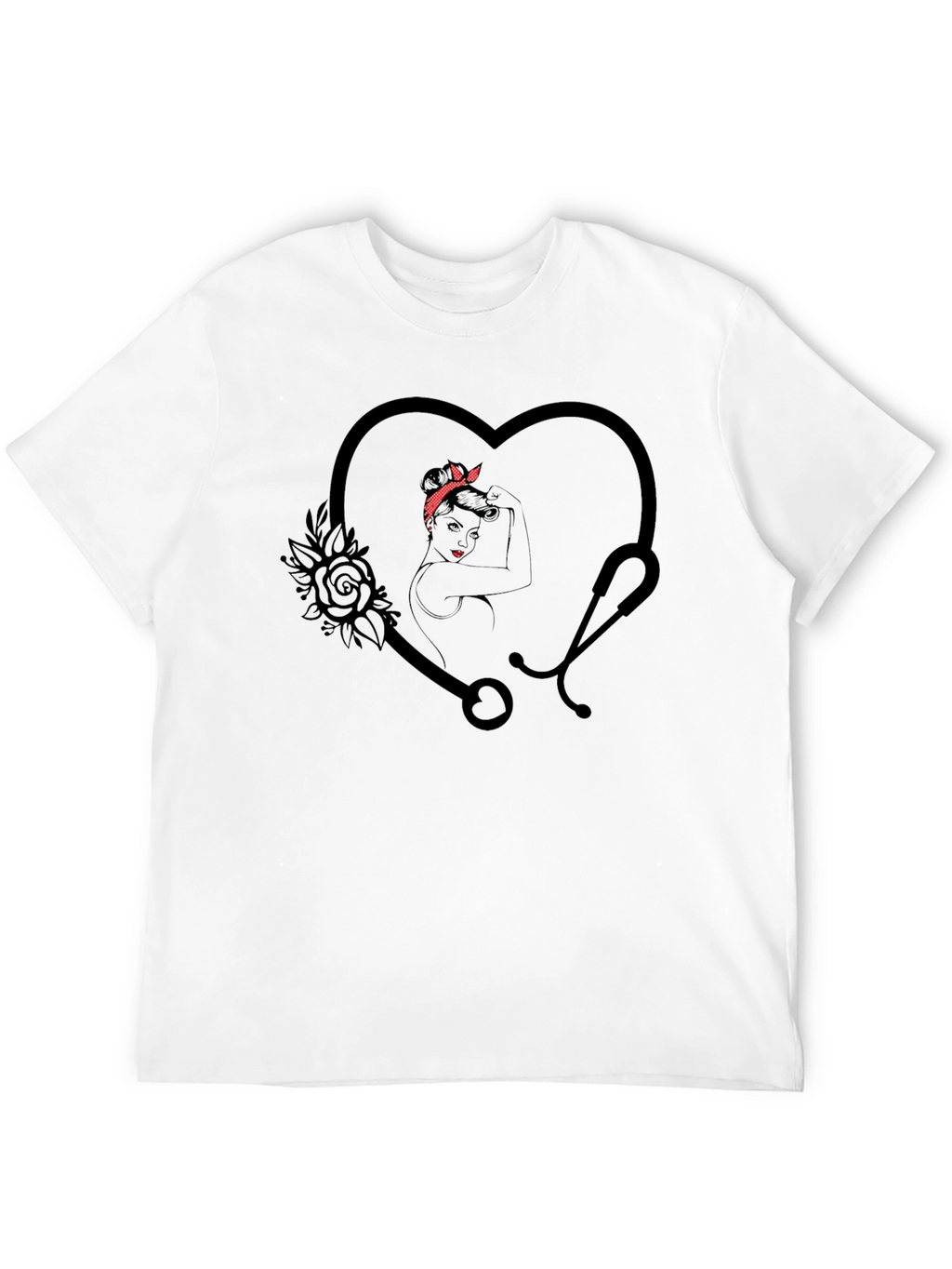 Nurse Heart Stethoscope Graphic T-Shirt