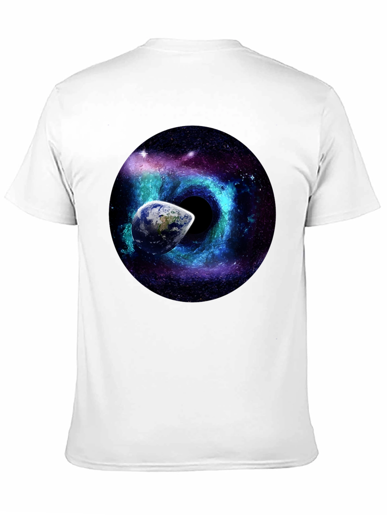 Cosmic Black Hole T-Shirt: Earth & Galaxy Design
