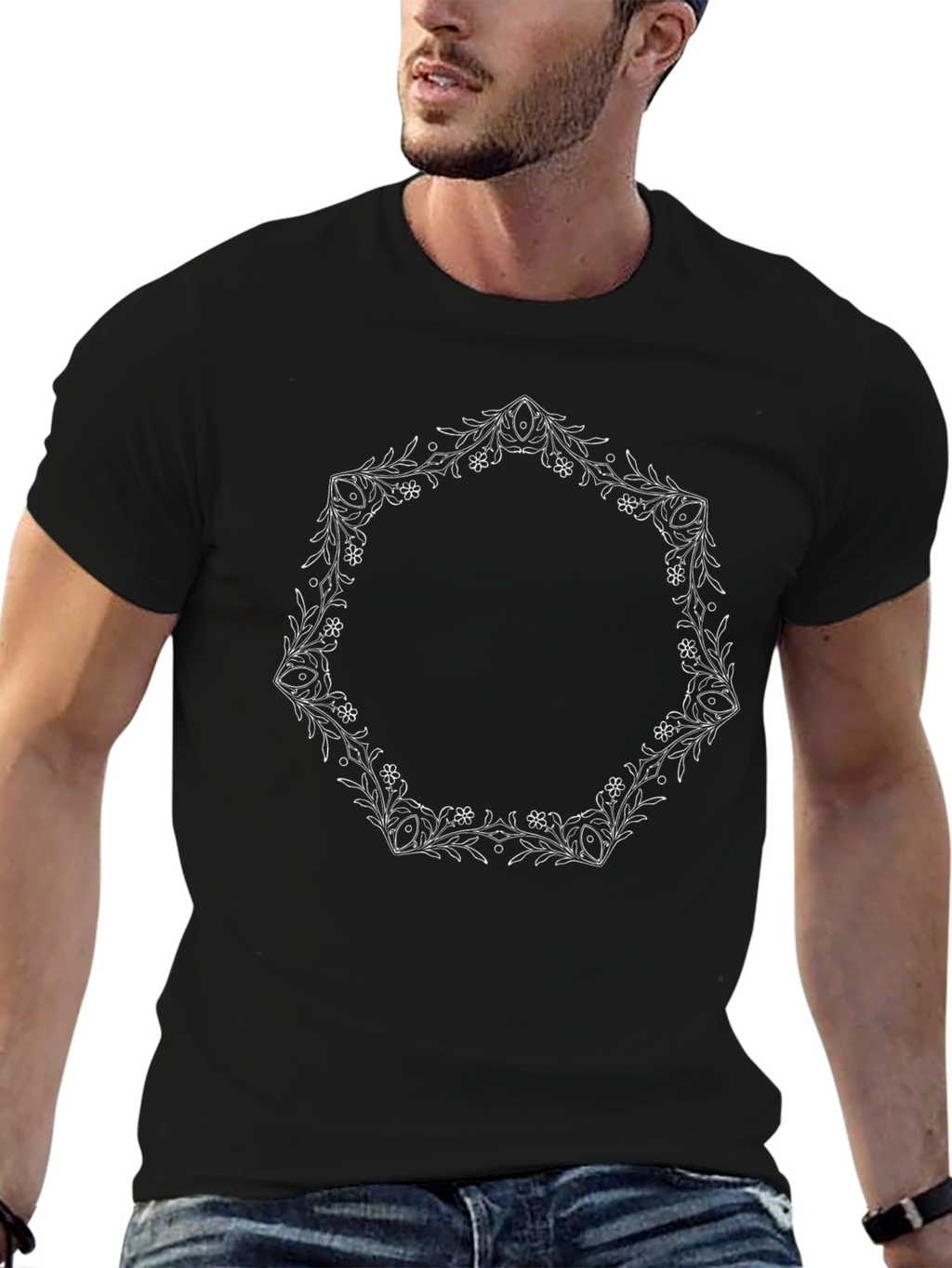 Floral Wreath Graphic T-Shirt