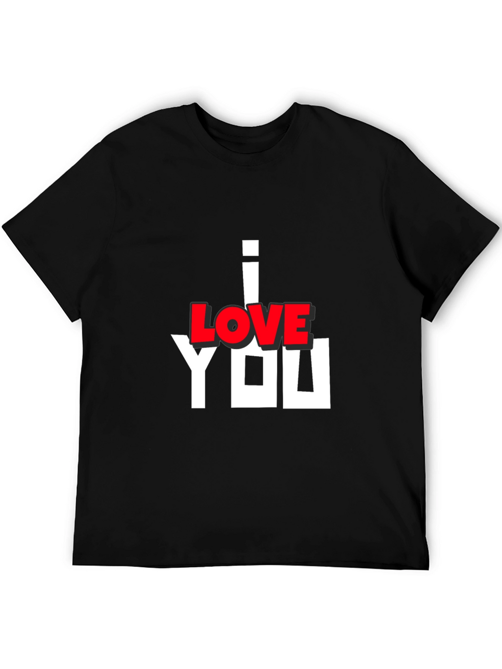 I Love You Graphic Print Black T-Shirt