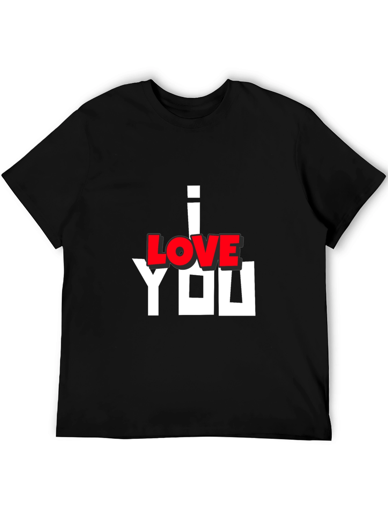 I Love You Graphic Print Black T-Shirt