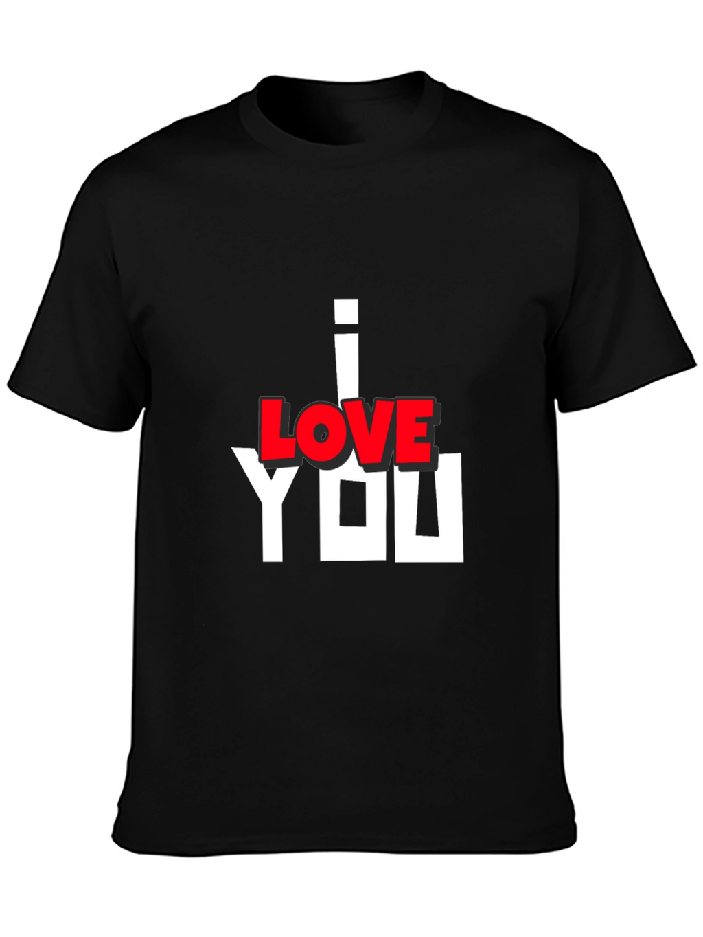 I Love You Graphic Print Black T-Shirt