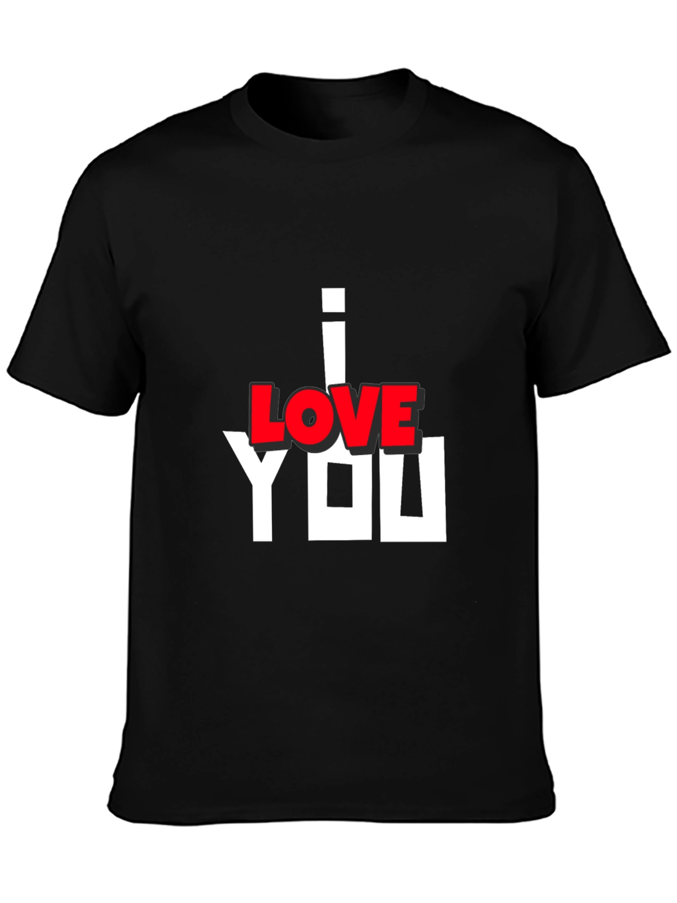 I Love You Graphic Print Black T-Shirt