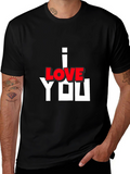 I Love You Graphic Print Black T-Shirt