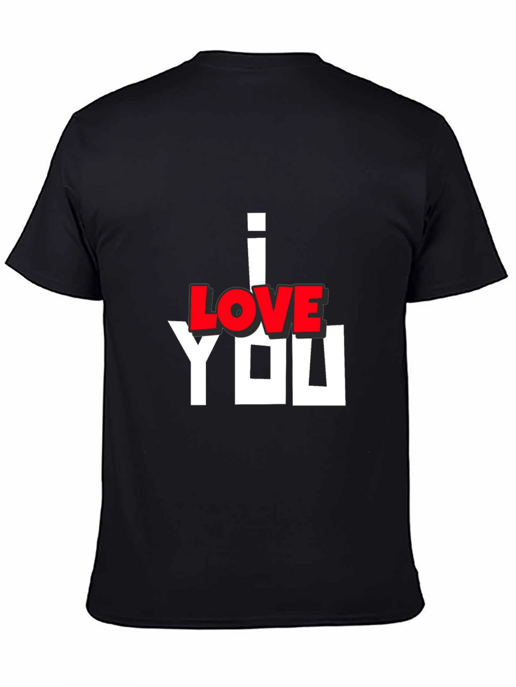 I Love You Graphic Print Black T-Shirt