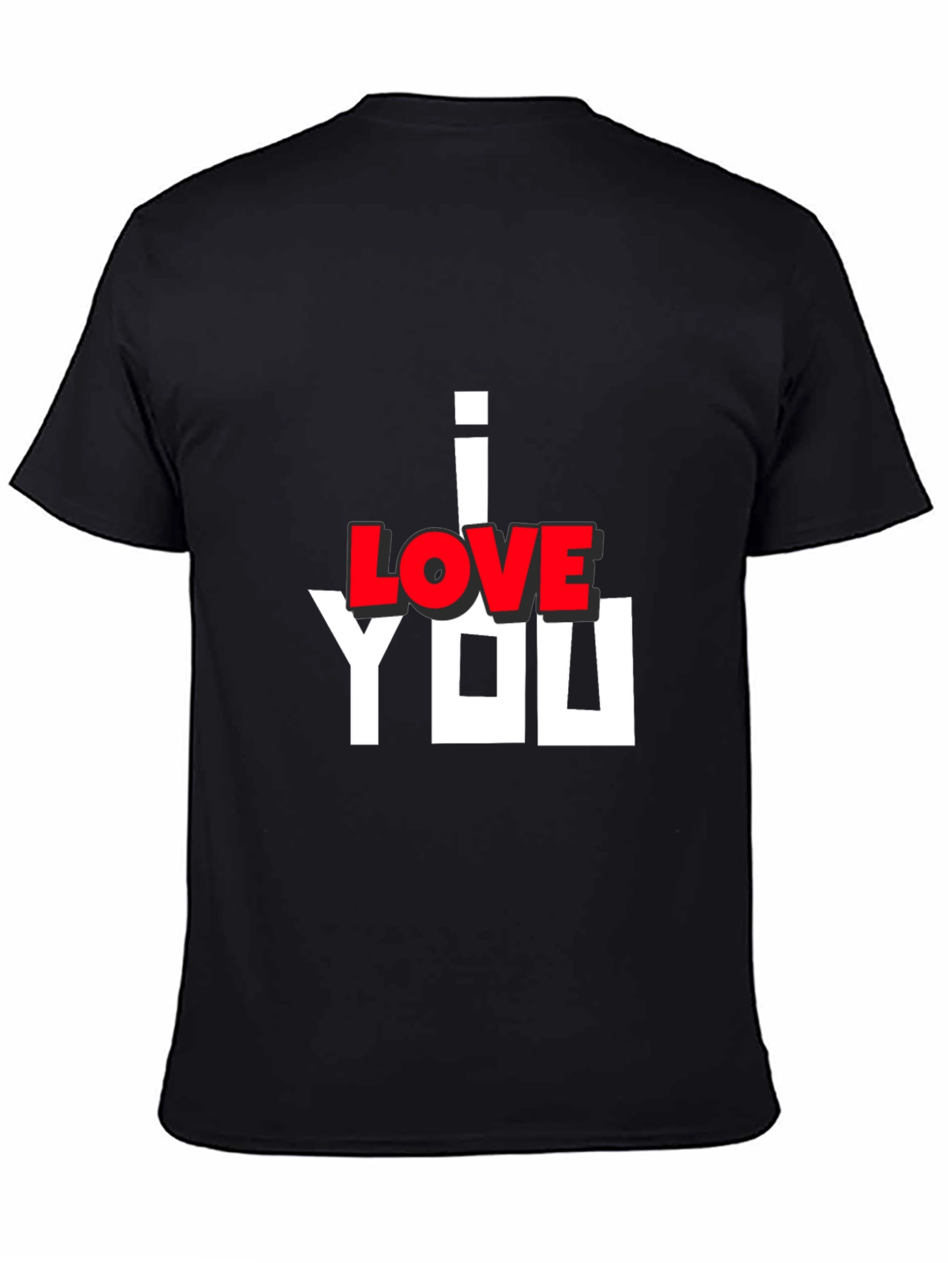 I Love You Graphic Print Black T-Shirt
