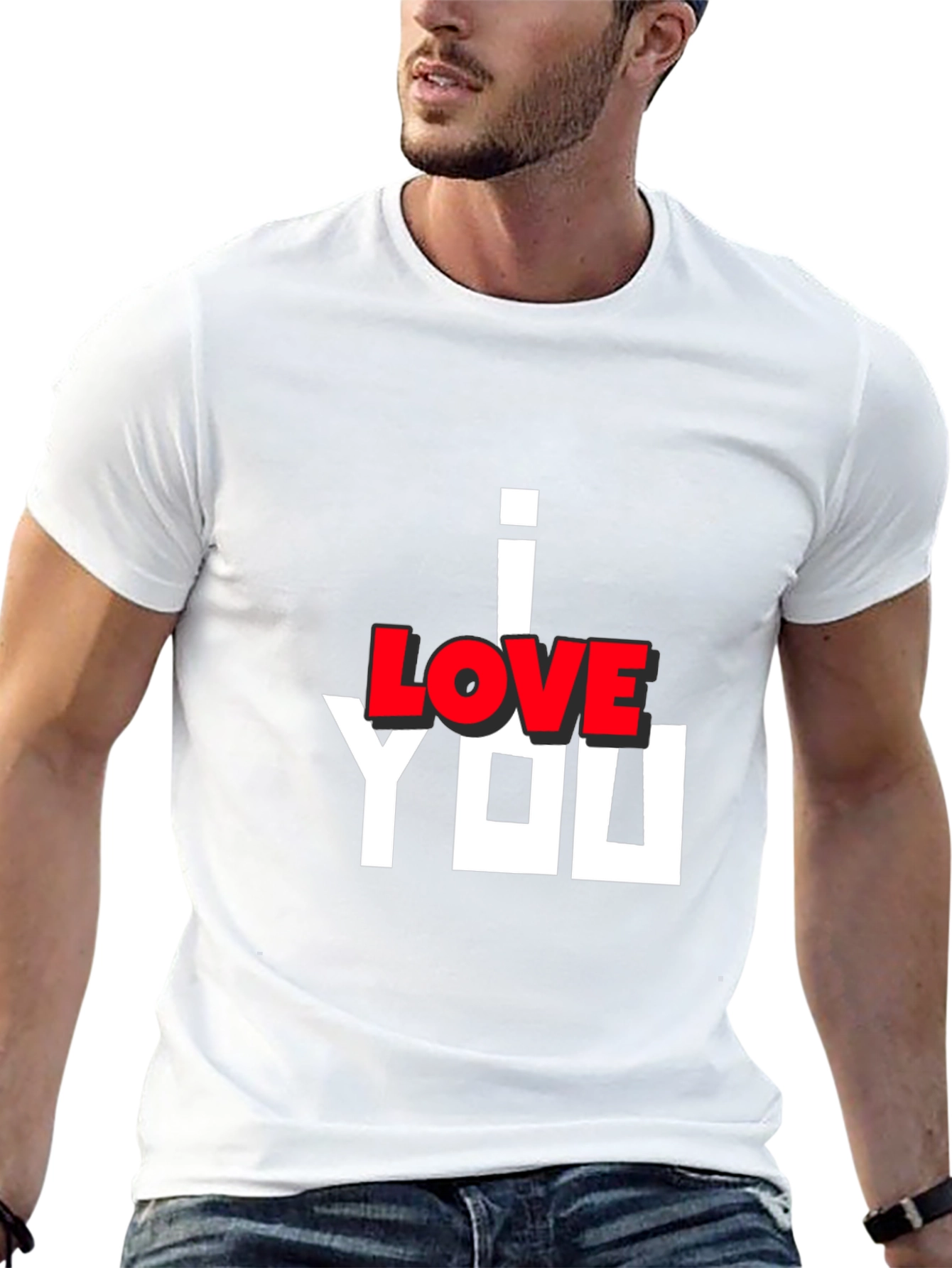 I Love You Graphic Print Black T-Shirt