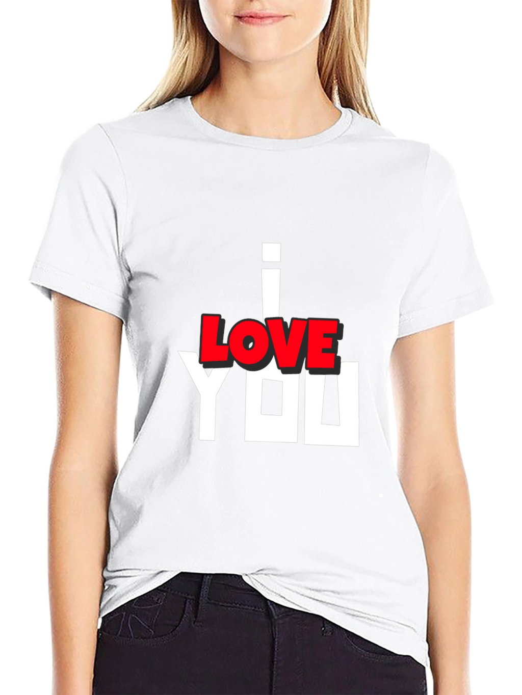 I Love You Graphic Print Black T-Shirt