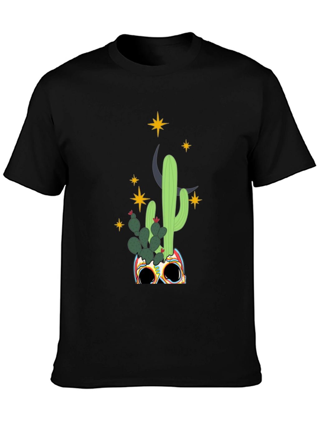 Cactus Skull Graphic Tee - Mens Black T-Shirt