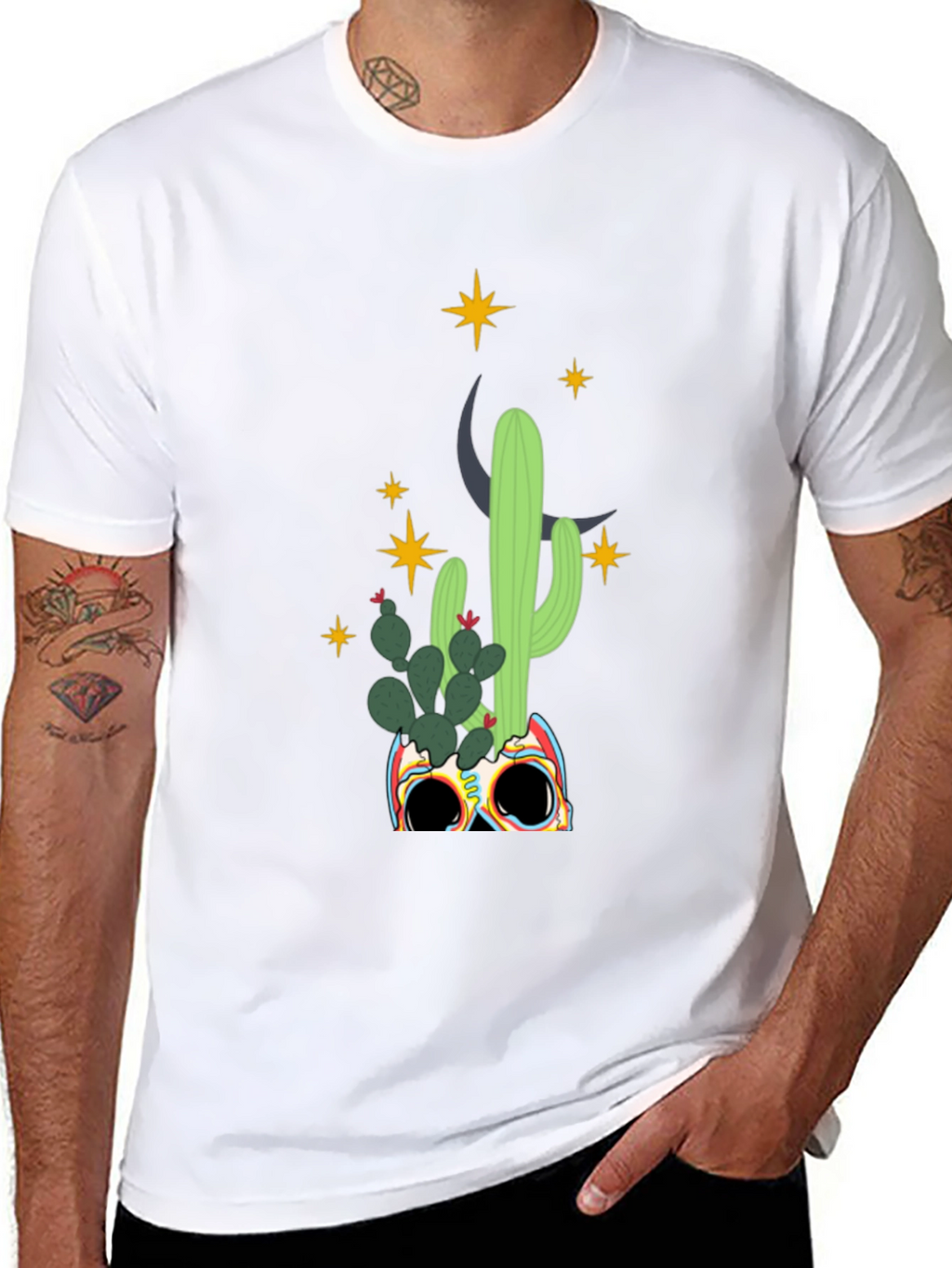 Cactus Skull Graphic Tee - Mens Black T-Shirt