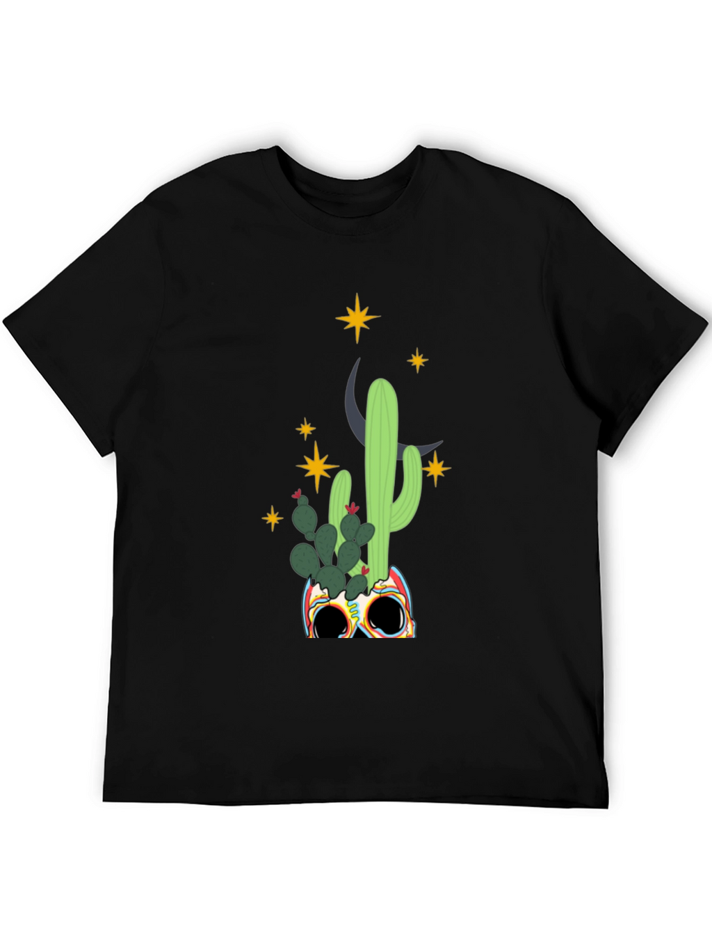 Cactus Skull Graphic Tee - Mens Black T-Shirt