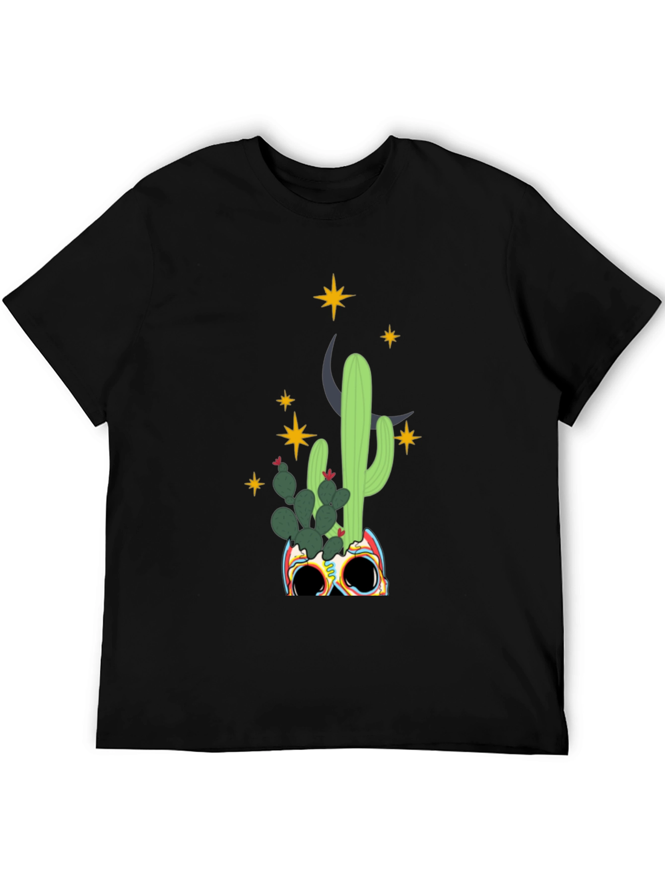 Cactus Skull Graphic Tee - Mens Black T-Shirt