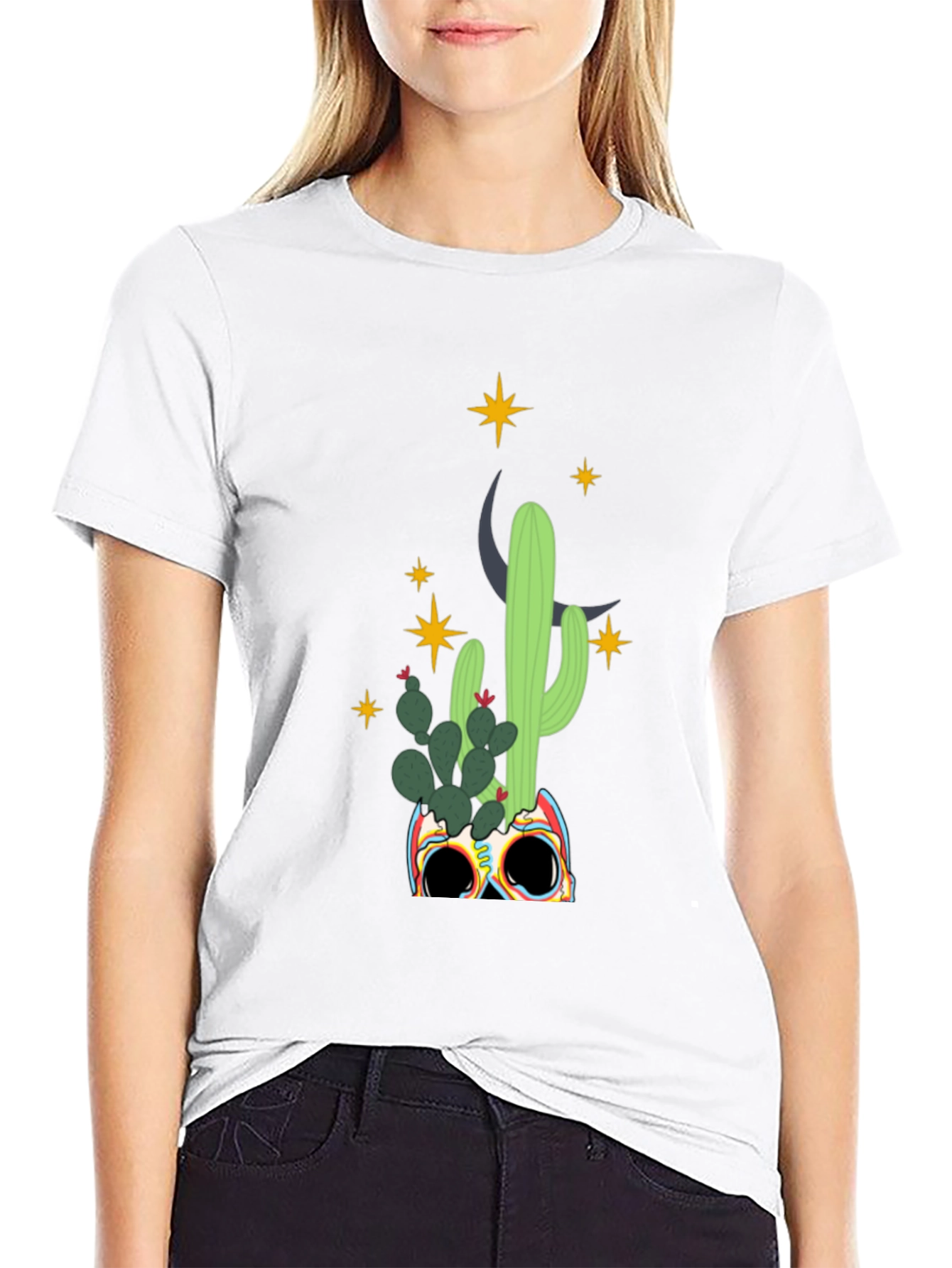 Cactus Skull Graphic Tee - Mens Black T-Shirt