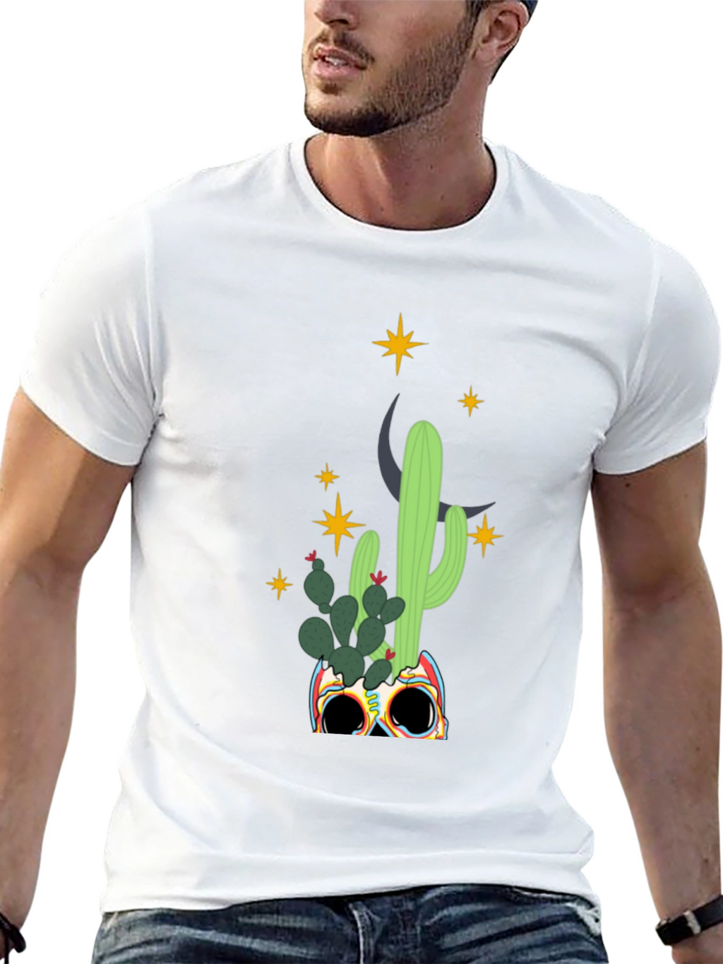 Cactus Skull Graphic Tee - Mens Black T-Shirt
