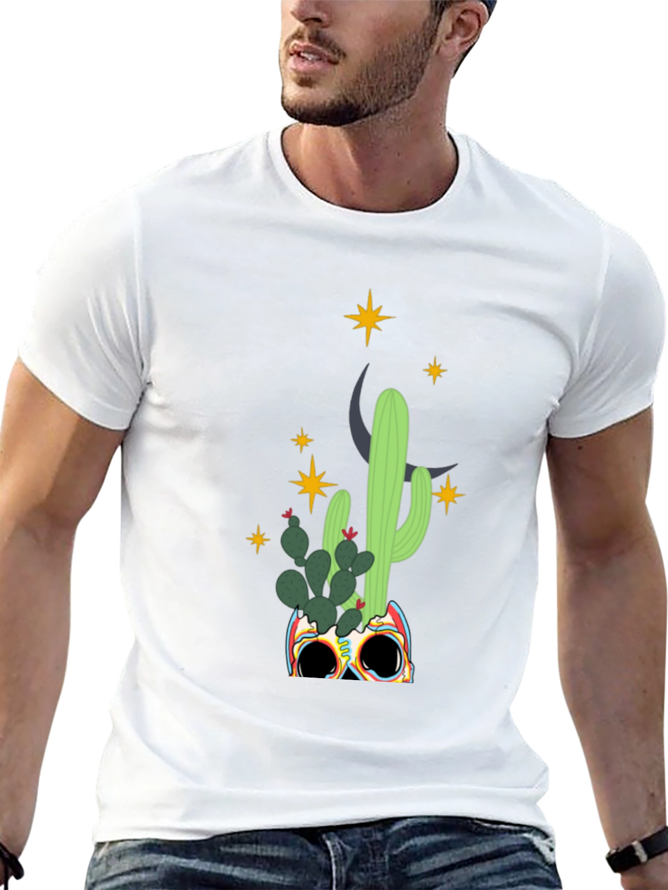 Cactus Skull Graphic Tee - Mens Black T-Shirt