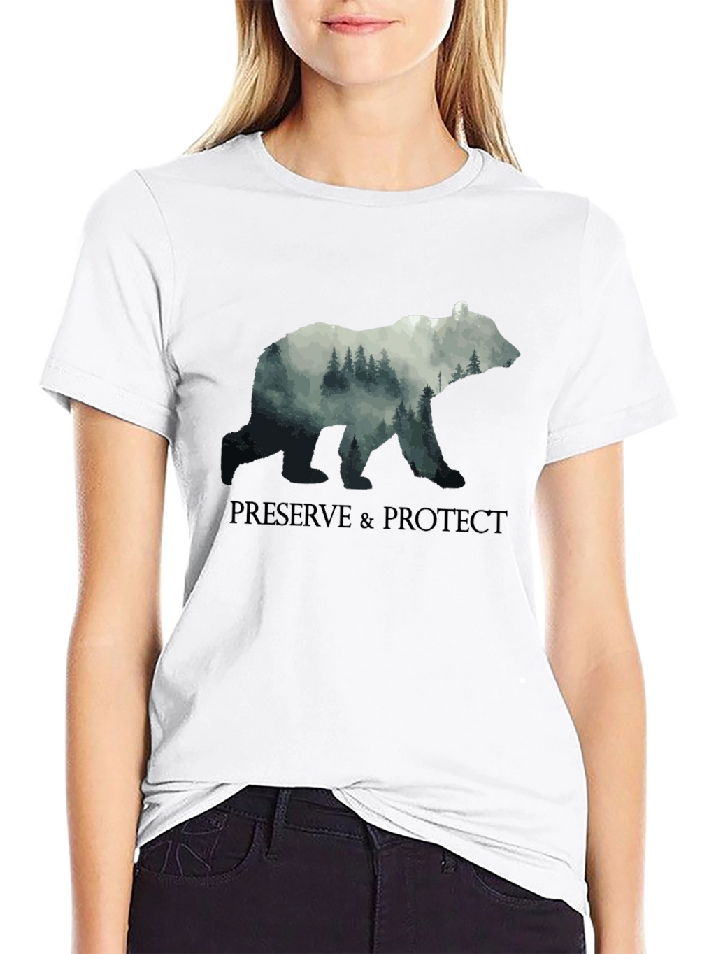Preserve & Protect Nature Bear Graphic Tee - Black