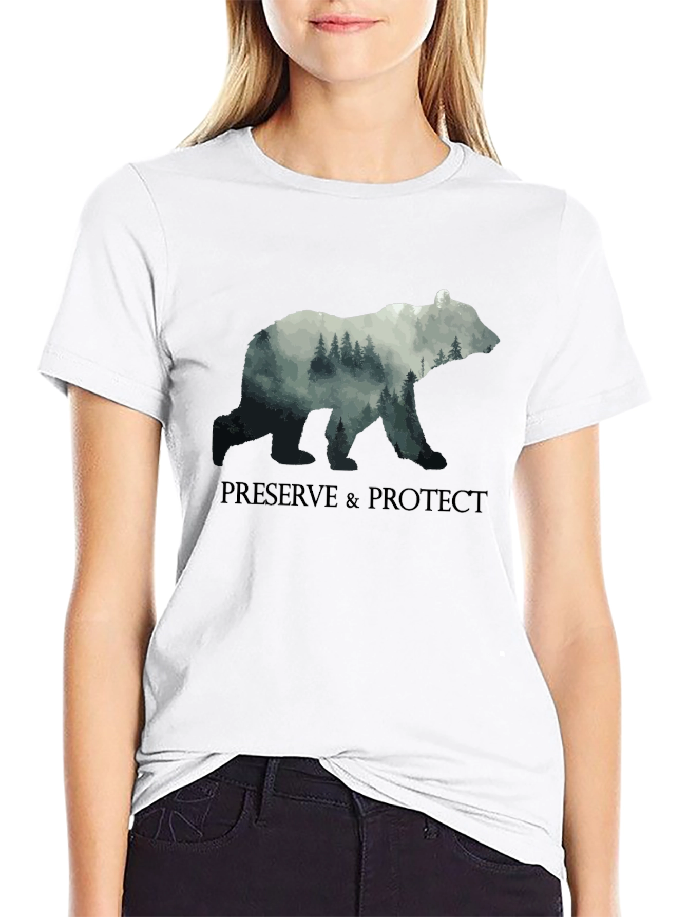Preserve & Protect Nature Bear Graphic Tee - Black