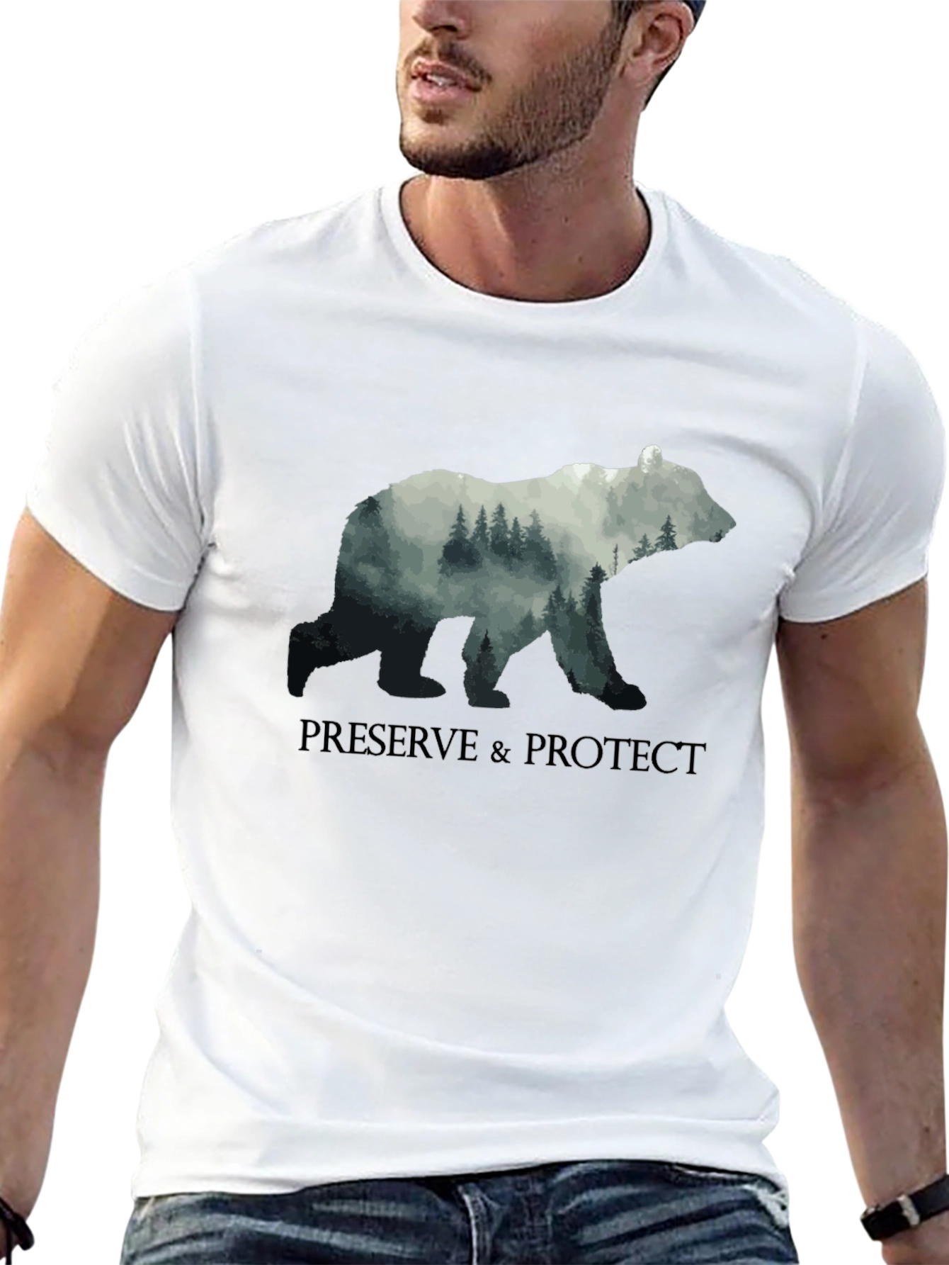 Preserve & Protect Nature Bear Graphic Tee - Black