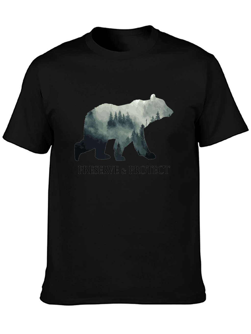 Preserve & Protect Nature Bear Graphic Tee - Black