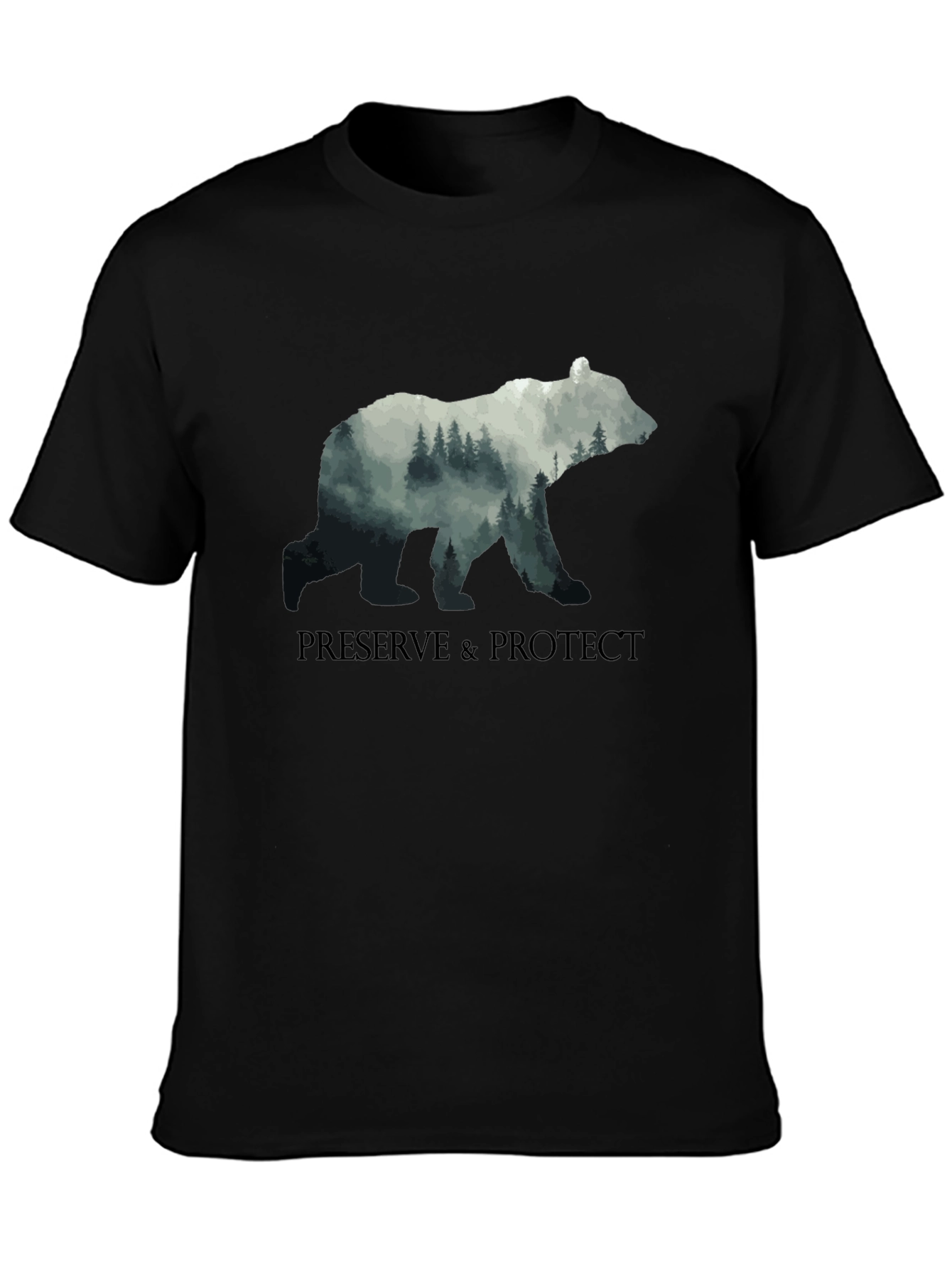 Preserve & Protect Nature Bear Graphic Tee - Black