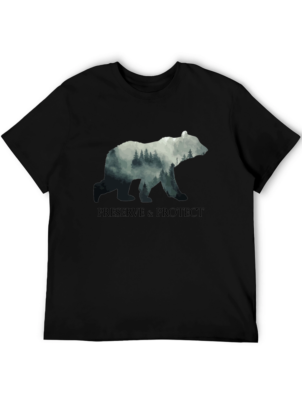 Preserve & Protect Nature Bear Graphic Tee - Black