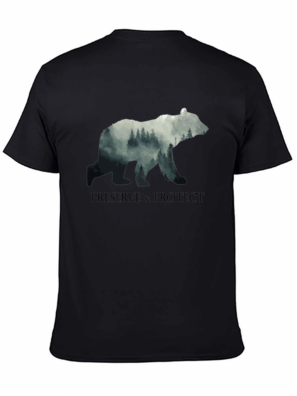 Preserve & Protect Nature Bear Graphic Tee - Black