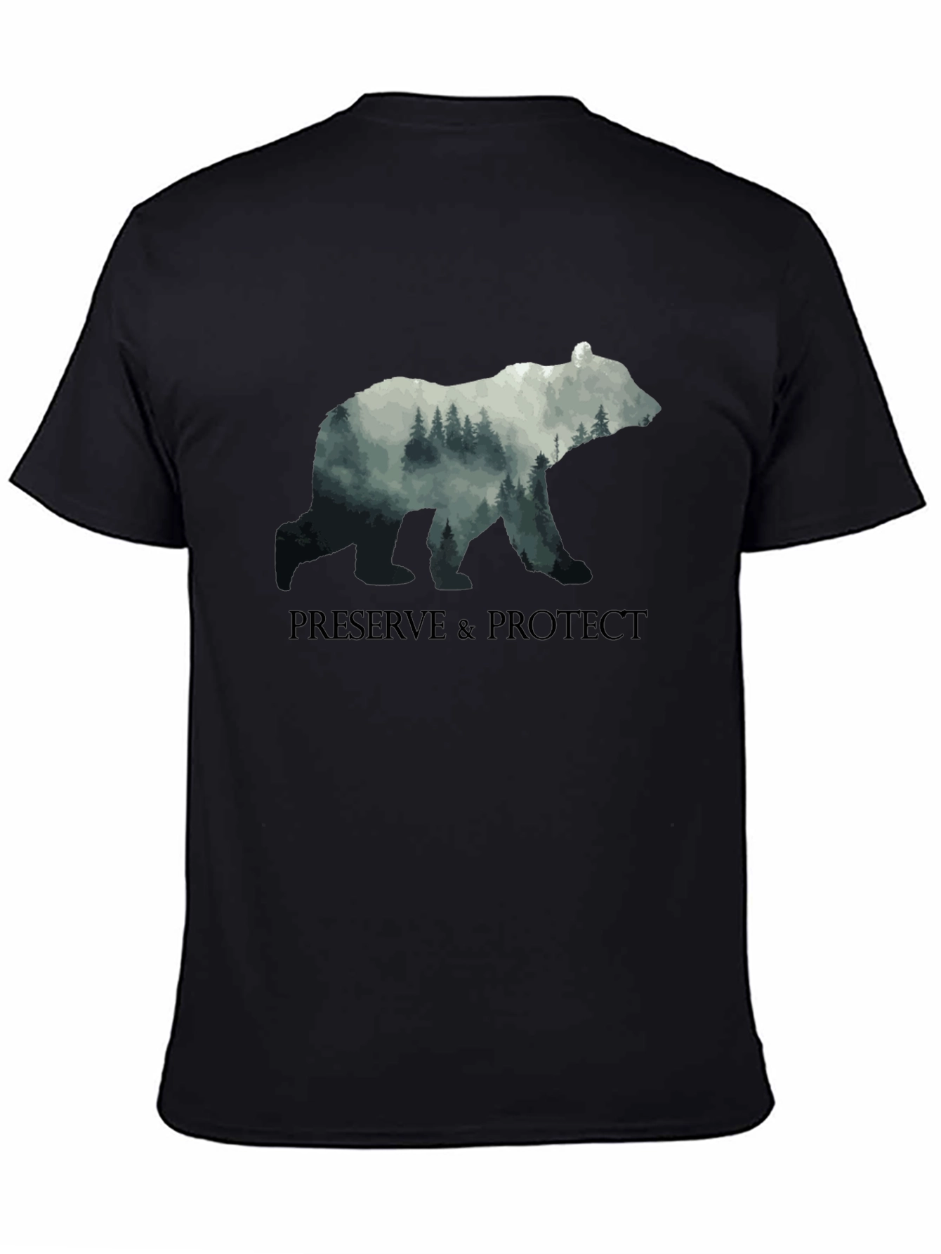 Preserve & Protect Nature Bear Graphic Tee - Black