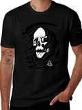 Grim Reaper Skull Graphic Black T-Shirt
