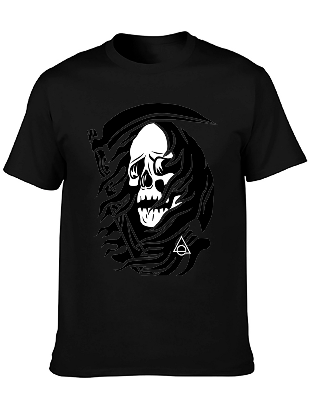 Grim Reaper Skull Graphic Black T-Shirt