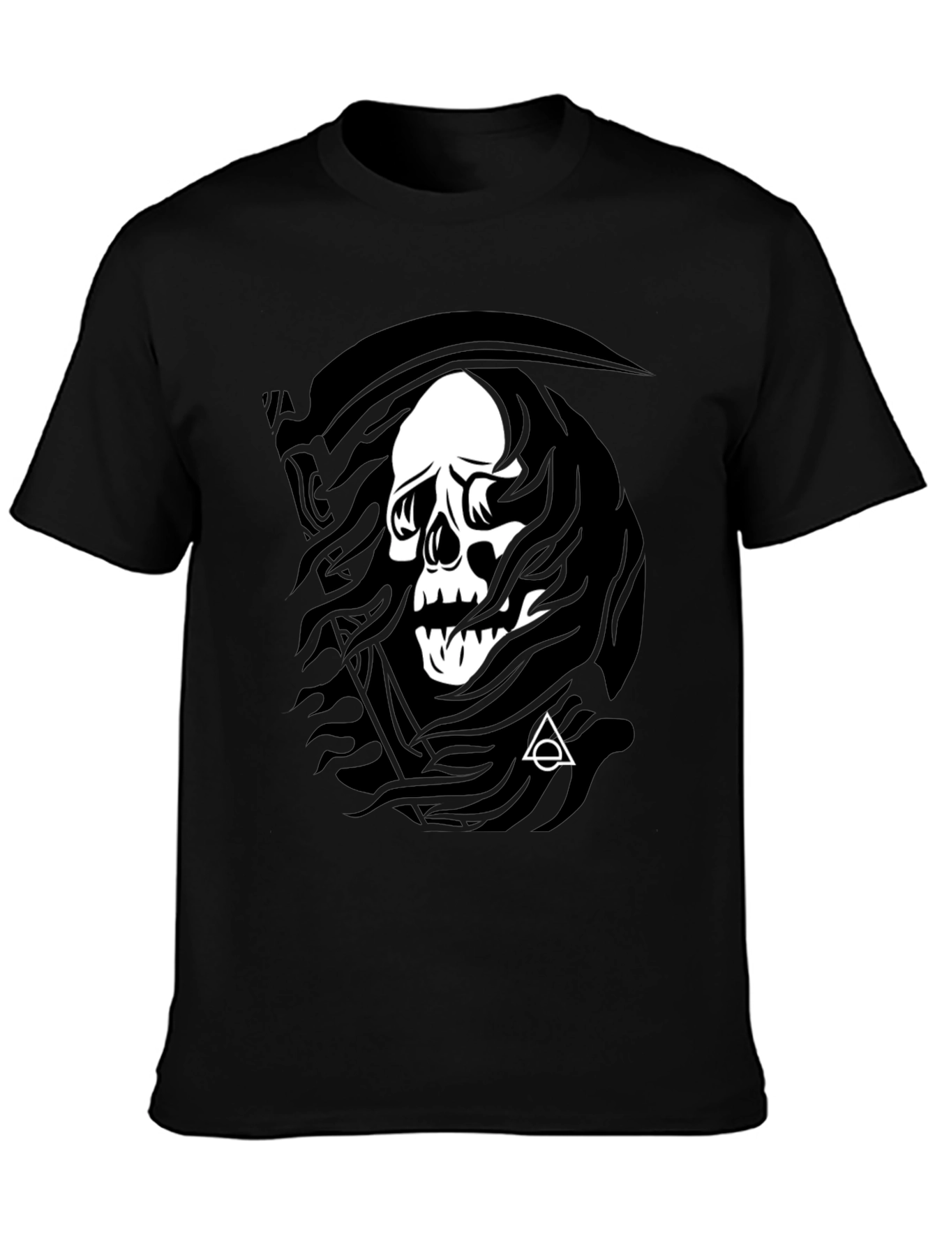 Grim Reaper Skull Graphic Black T-Shirt