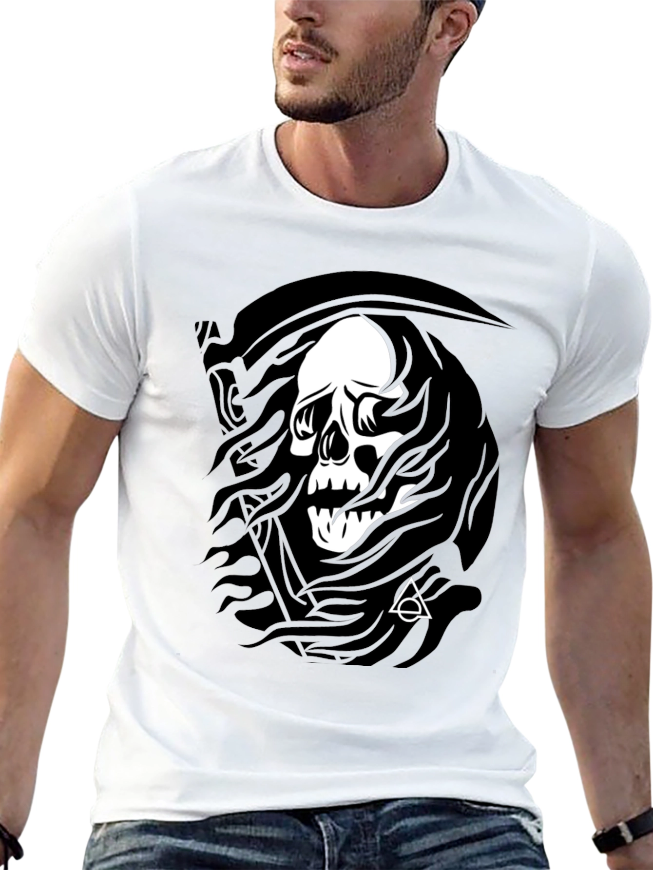 Grim Reaper Skull Graphic Black T-Shirt