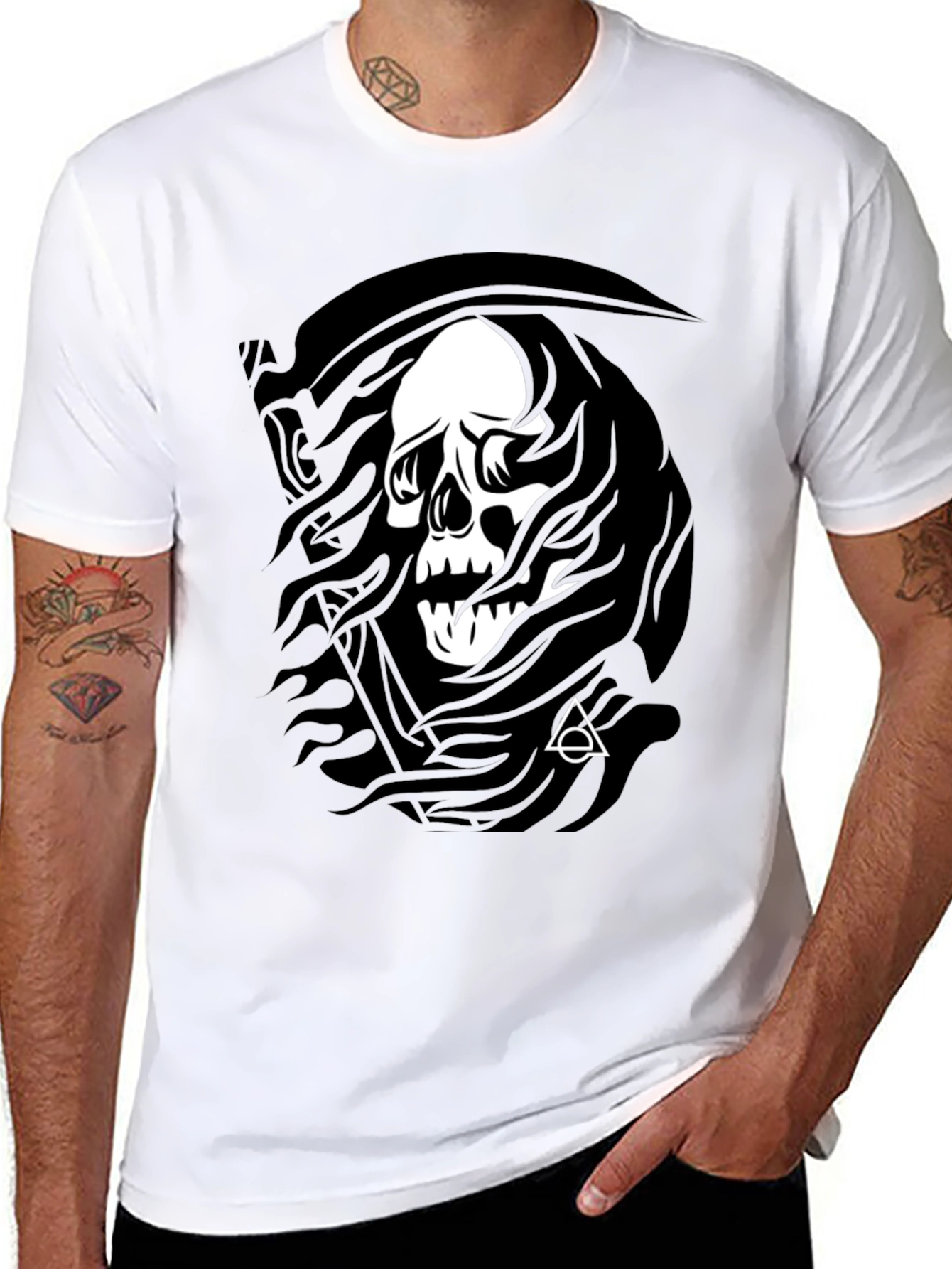 Grim Reaper Skull Graphic Black T-Shirt