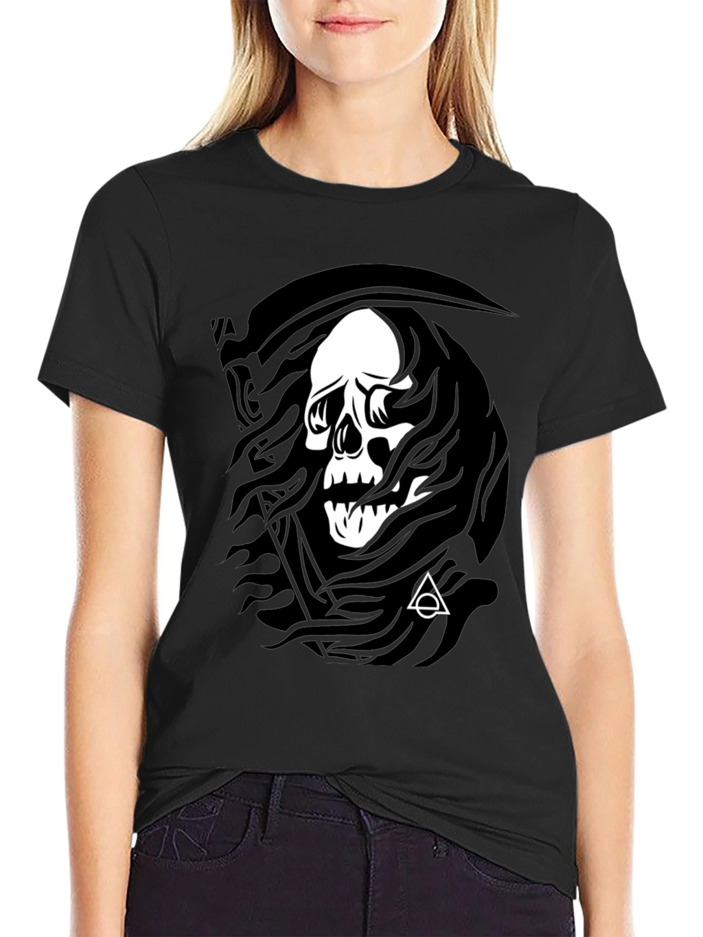 Grim Reaper Skull Graphic Black T-Shirt